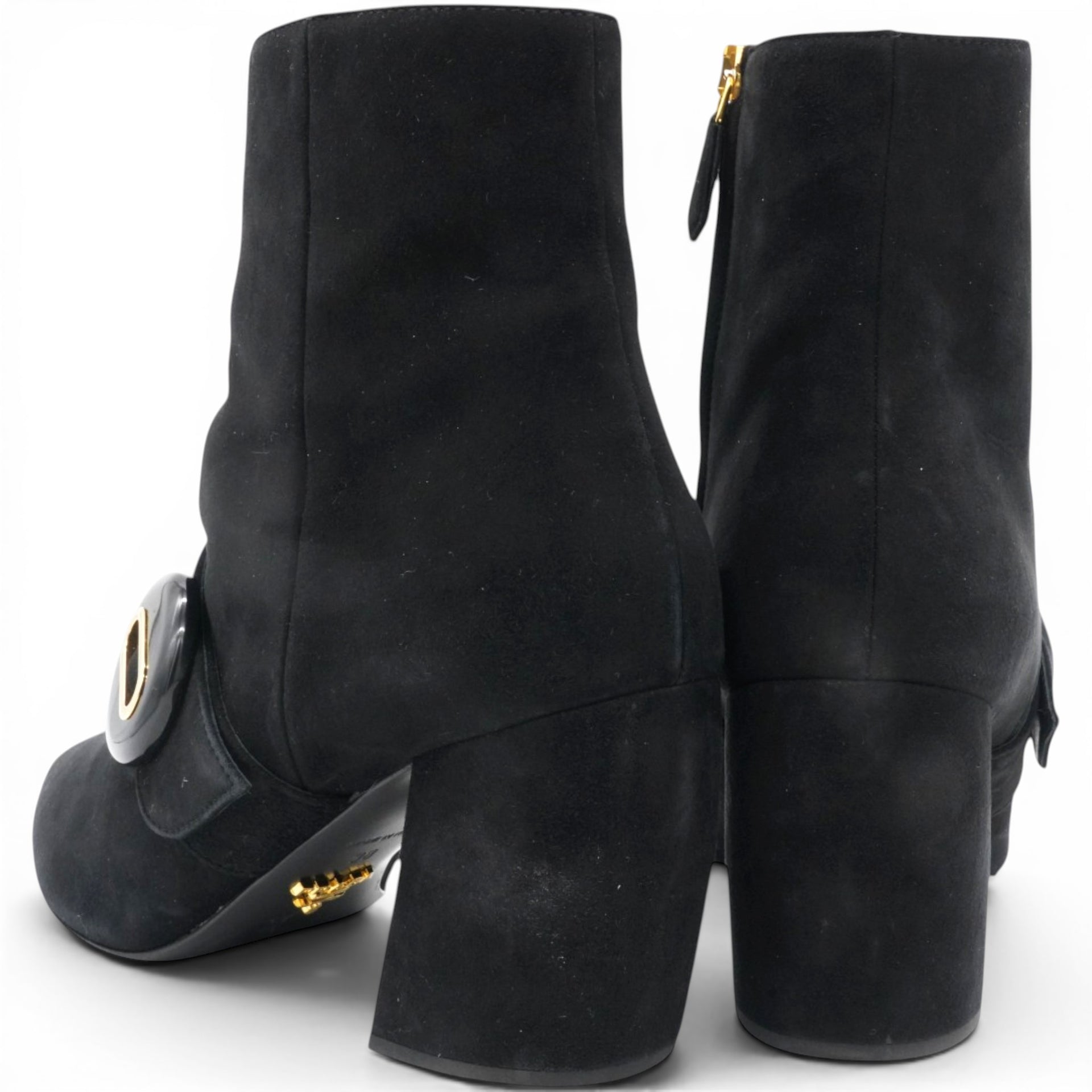 PRADA Suede Block Heel Ankle Boots Size38 