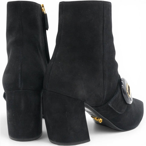 PRADA Suede Block Heel Ankle Boots Size38 