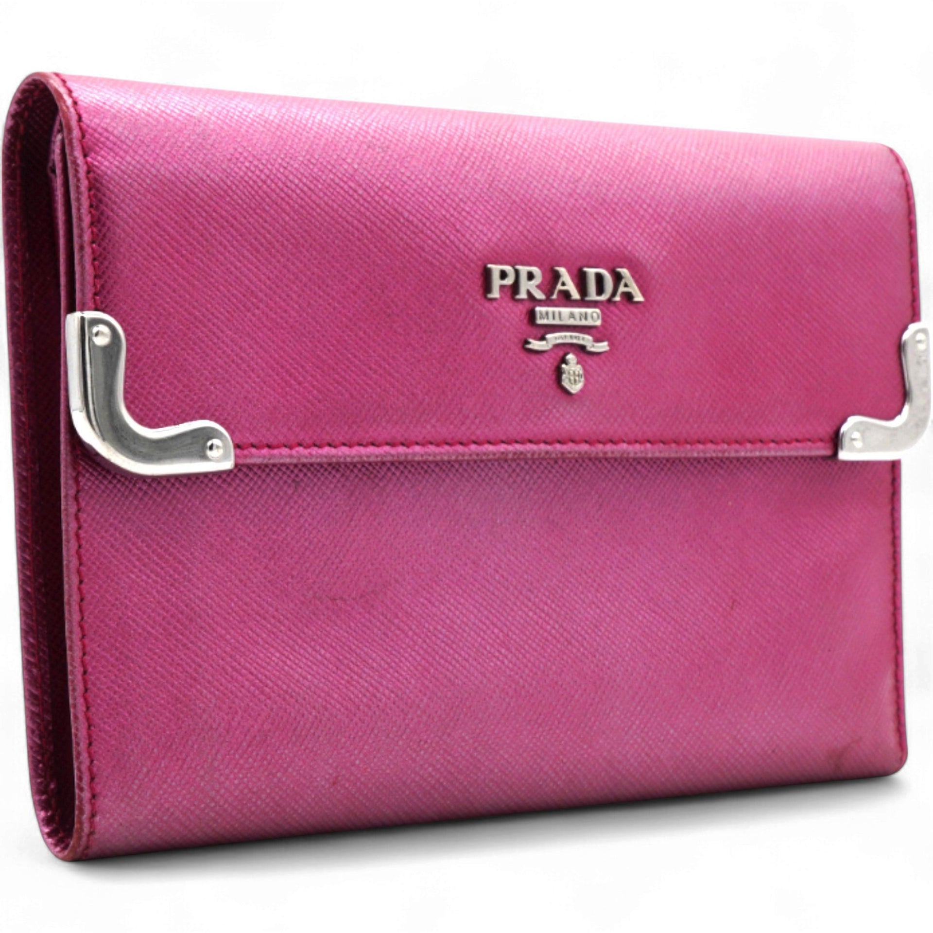 Prada Campact Leather Wallet Purple 