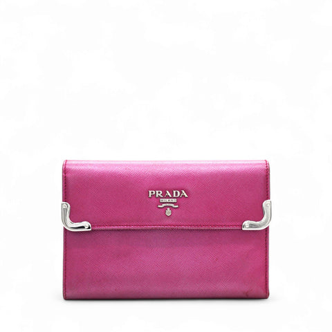 Prada Campact Leather Wallet Purple