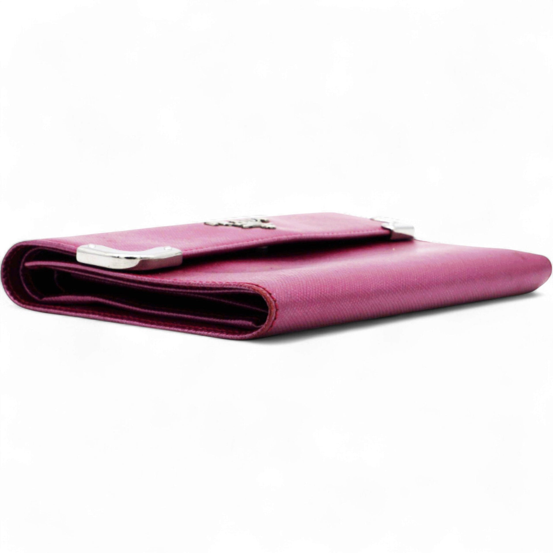 Prada Campact Leather Wallet Purple 