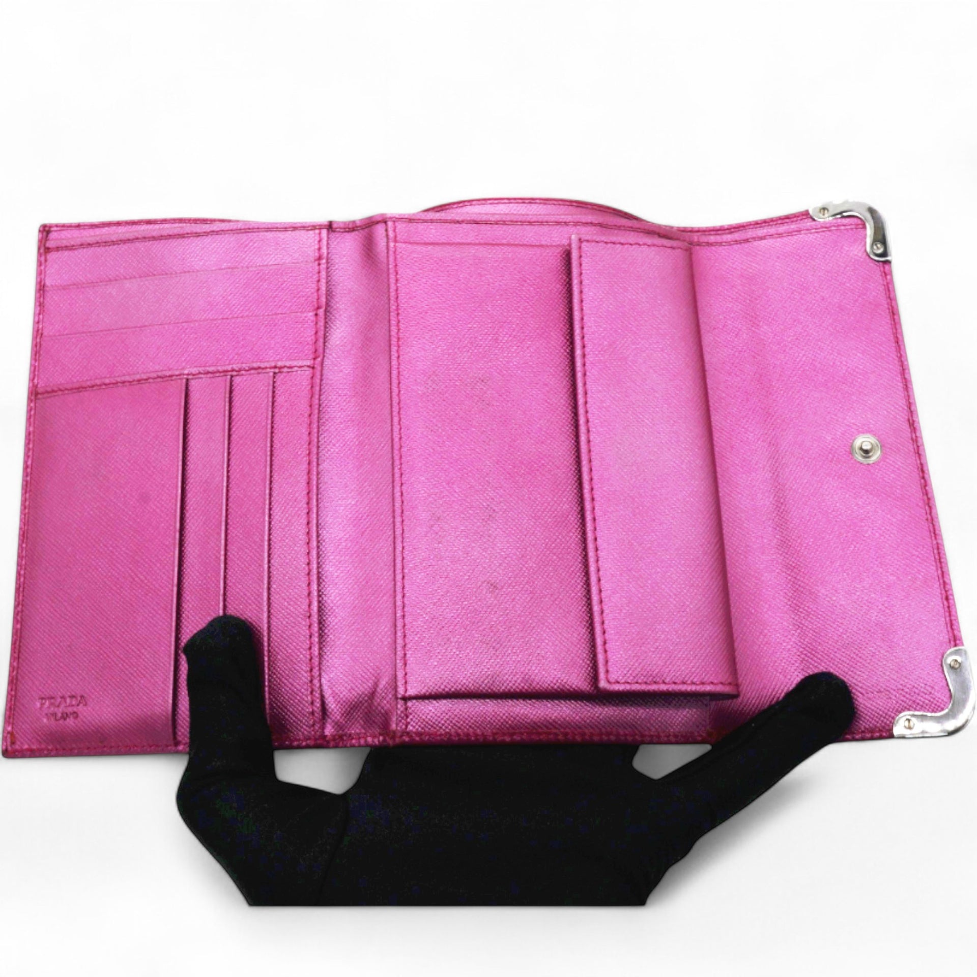 Prada Campact Leather Wallet Purple 