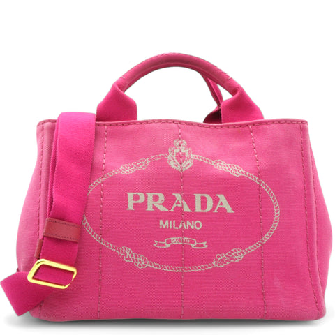 Prada Canapa Logo Tote Fuxia Red