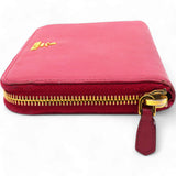 Prada Saffiano Metal Zip Around Wallet Peonia 