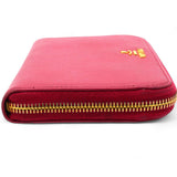Prada Saffiano Metal Zip Around Wallet Peonia 