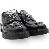 Prada Spazzolato Metal Triangle Logo Loafers Black Size36 