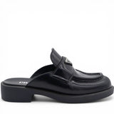 Prada Spazzolato Triangle 40mm Loafer Mules Black Size37.5 