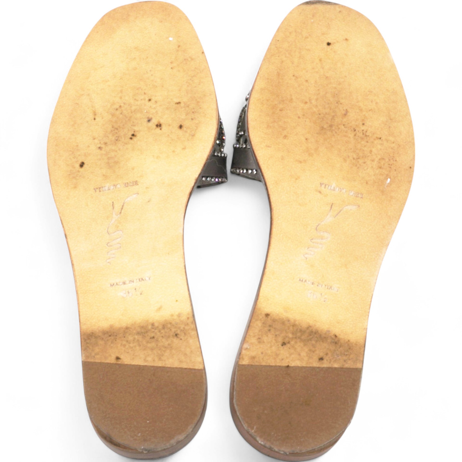 Rene Caovilla Silver Leather Flats Size 36.5 