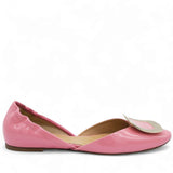 Roger Vivier Pink Patent Leather Buckle Detail Square Ballet Flats Size37 