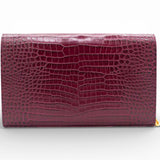 SAINT LAURANT Burgundy Croc Embossed Leather Woc