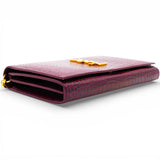 SAINT LAURANT Burgundy Croc Embossed Leather Woc