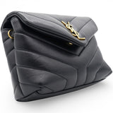 SAINT LAURENT Noir Quilted Leather Loulou Shoulder Bag