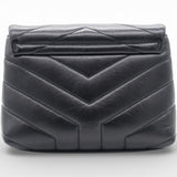 SAINT LAURENT Noir Quilted Leather Loulou Shoulder Bag