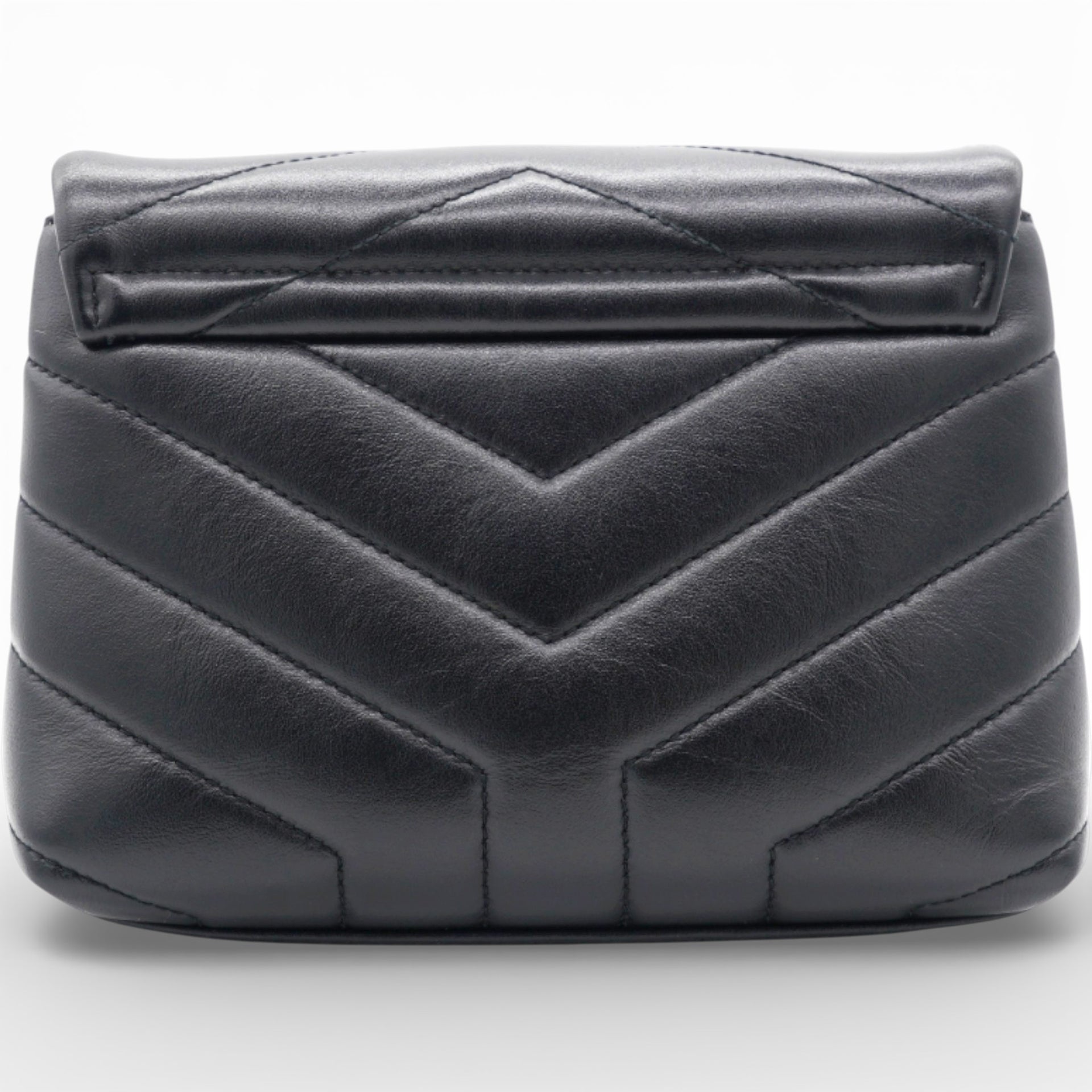 SAINT LAURENT Noir Quilted Leather Loulou Shoulder Bag