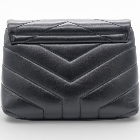 SAINT LAURENT Noir Quilted Leather Loulou Shoulder Bag