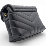 SAINT LAURENT Noir Quilted Leather Loulou Shoulder Bag
