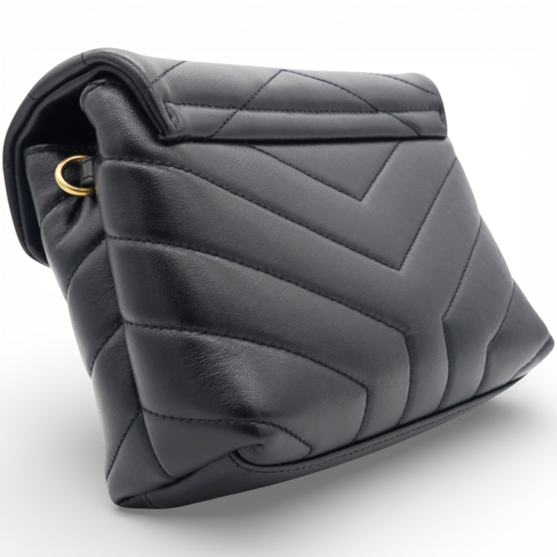 SAINT LAURENT Noir Quilted Leather Loulou Shoulder Bag