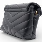 SAINT LAURENT Noir Quilted Leather Loulou Shoulder Bag