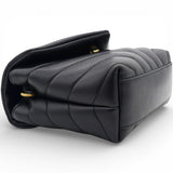 SAINT LAURENT Noir Quilted Leather Loulou Shoulder Bag