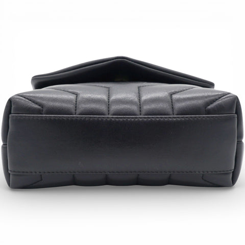 SAINT LAURENT Noir Quilted Leather Loulou Shoulder Bag
