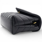 SAINT LAURENT Noir Quilted Leather Loulou Shoulder Bag