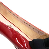 SALVATORE FERRAGAMO Red Patent Leather Vara Double Bow Pumps Size 8/39 