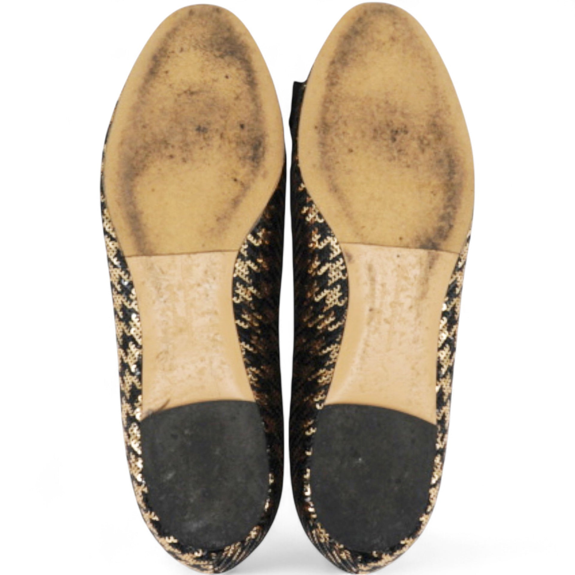 SALVATORE FERRAGAMO Sequin Herringbone Varina Coo Sequin Ballet Flat Raso Size37 