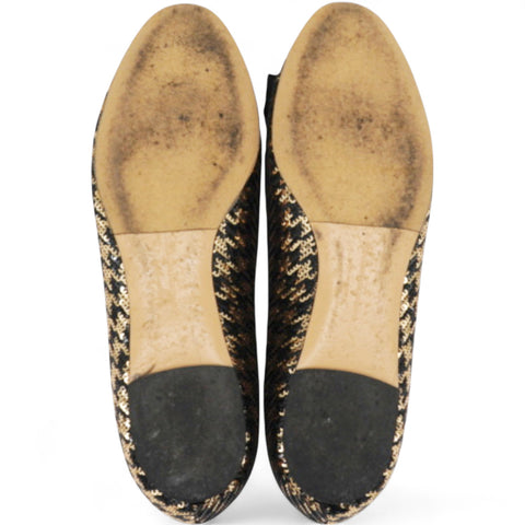 SALVATORE FERRAGAMO Sequin Herringbone Varina Coo Sequin Ballet Flat Raso Size37 