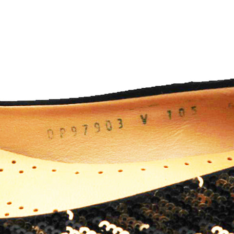 SALVATORE FERRAGAMO Sequin Herringbone Varina Coo Sequin Ballet Flat Raso Size37 