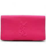 Saint Laurent Calfskin Monogram Large Belle De Jour Clutch Lipstick Fuchsia 