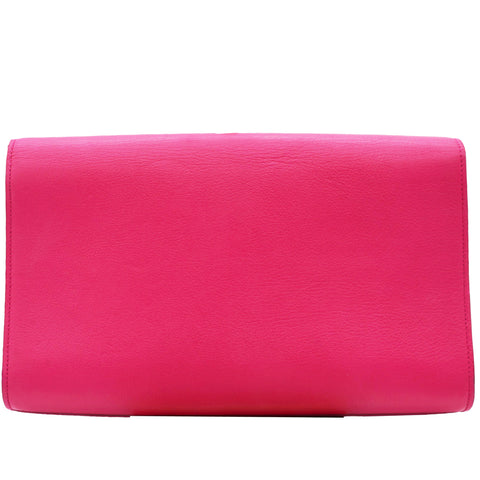 Saint Laurent Calfskin Monogram Large Belle De Jour Clutch Lipstick Fuchsia 
