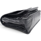 Saint Laurent Crinkled Calfskin Matelasse Monogram Medium Niki Chain Satchel Black 