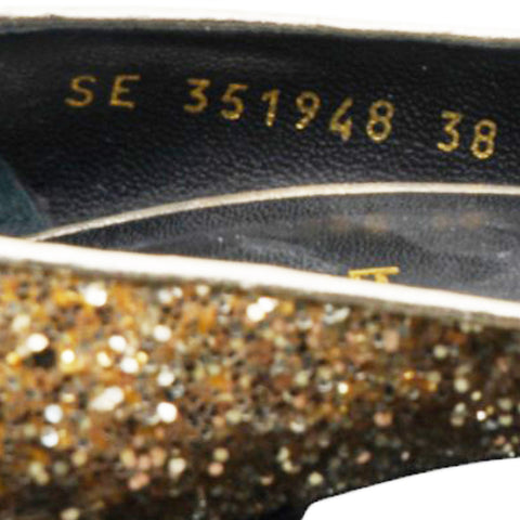 Saint Laurent Gold Glitter Pointed Toe Heels Golden Metallic Size38 