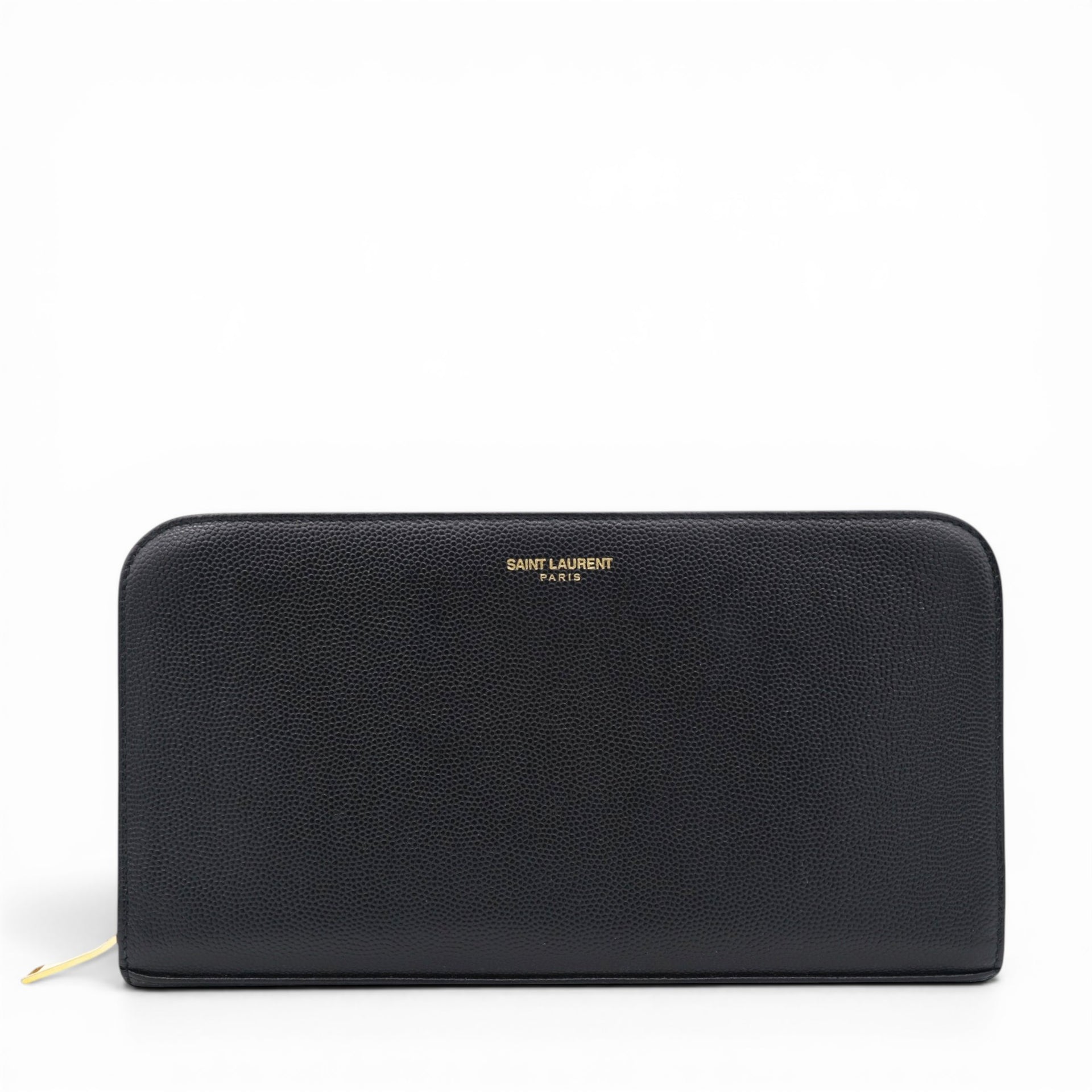 Saint Laurent Grain De Poudre Classic Zip Around Travel Wallet Black 