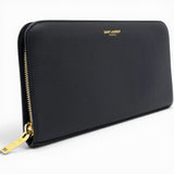 Saint Laurent Grain De Poudre Classic Zip Around Travel Wallet Black 