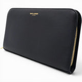 Saint Laurent Grain De Poudre Classic Zip Around Travel Wallet Black 