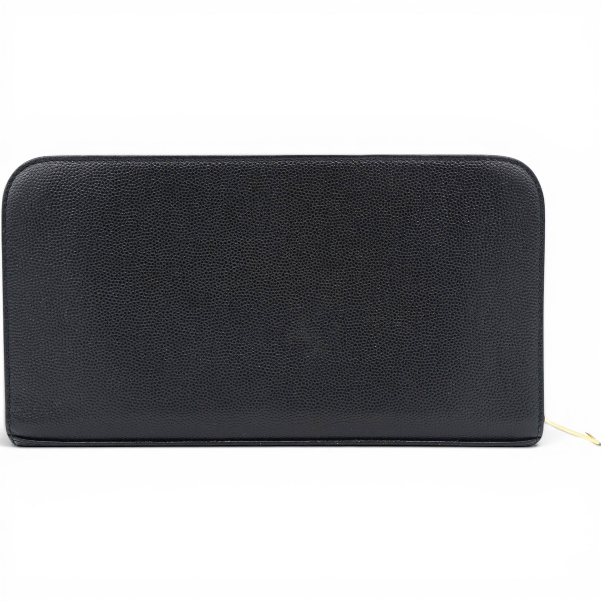 Saint Laurent Grain De Poudre Classic Zip Around Travel Wallet Black 