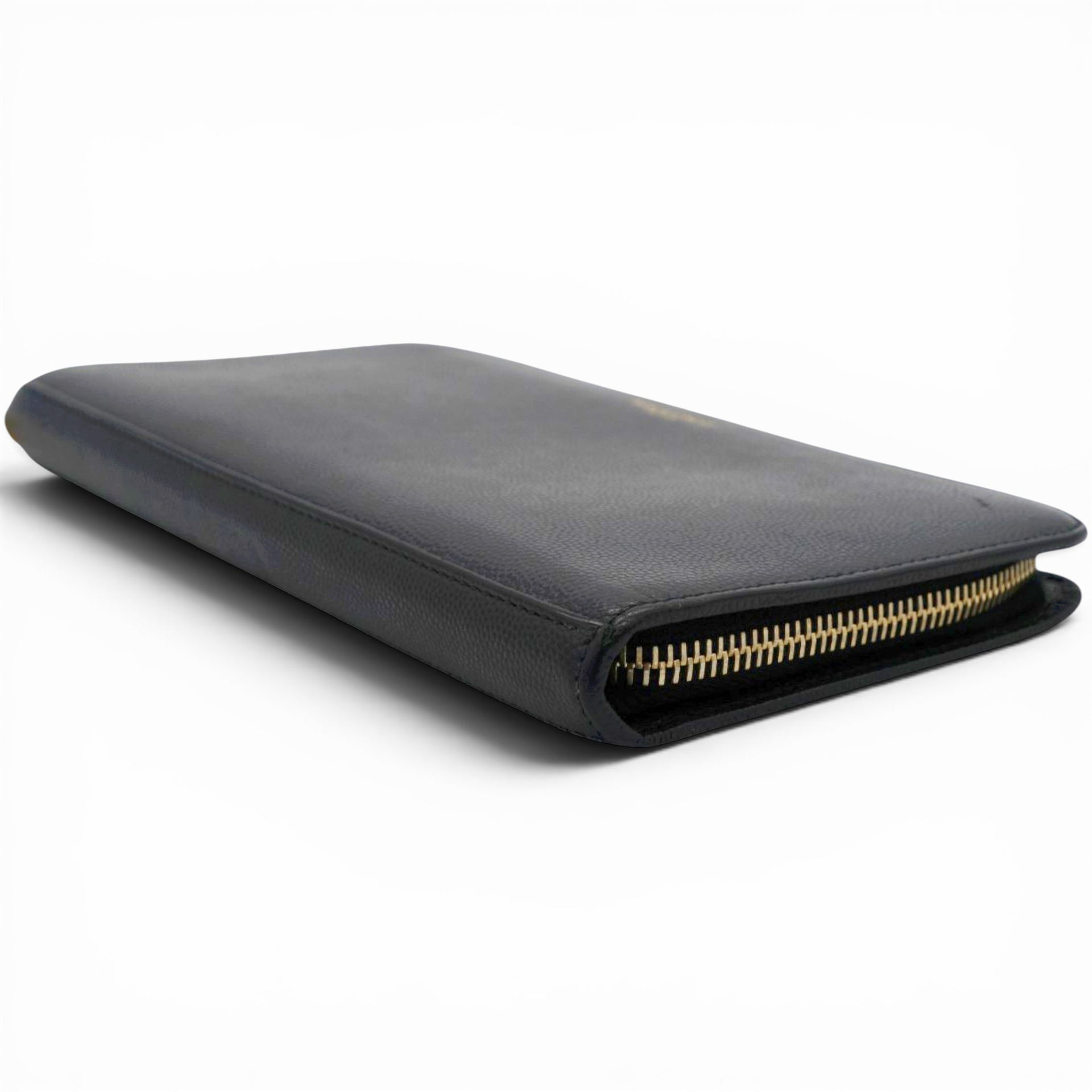 Saint Laurent Grain De Poudre Classic Zip Around Travel Wallet Black 