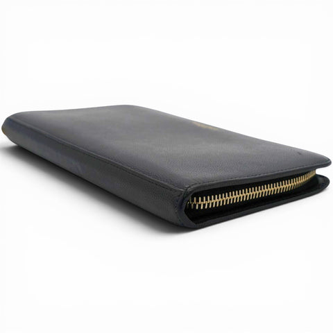 Saint Laurent Grain De Poudre Classic Zip Around Travel Wallet Black 