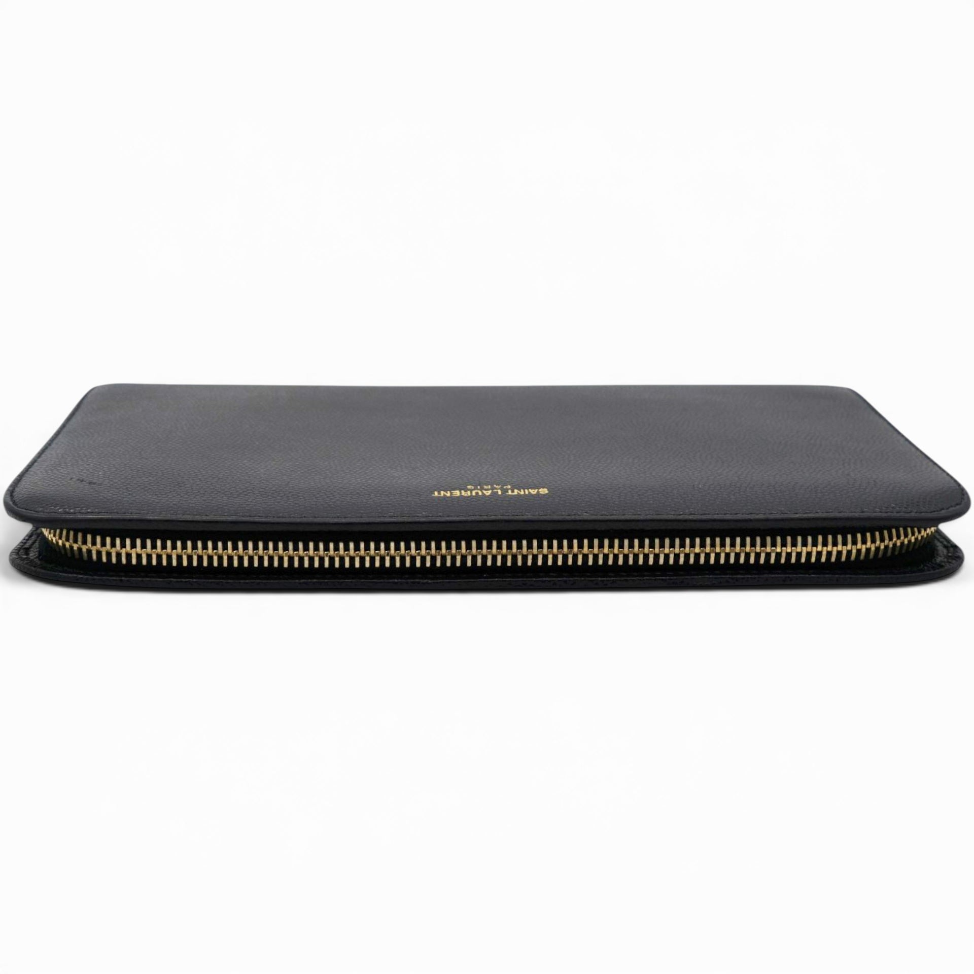 Saint Laurent Grain De Poudre Classic Zip Around Travel Wallet Black 