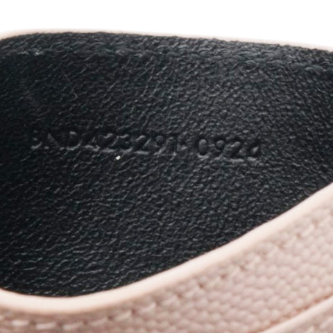 Saint Laurent Grain De Poudre Matelasse Chevron Monogram Credit Card Case Pale Pink 