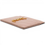Saint Laurent Grain De Poudre Matelasse Chevron Monogram Credit Card Case Pale Pink 