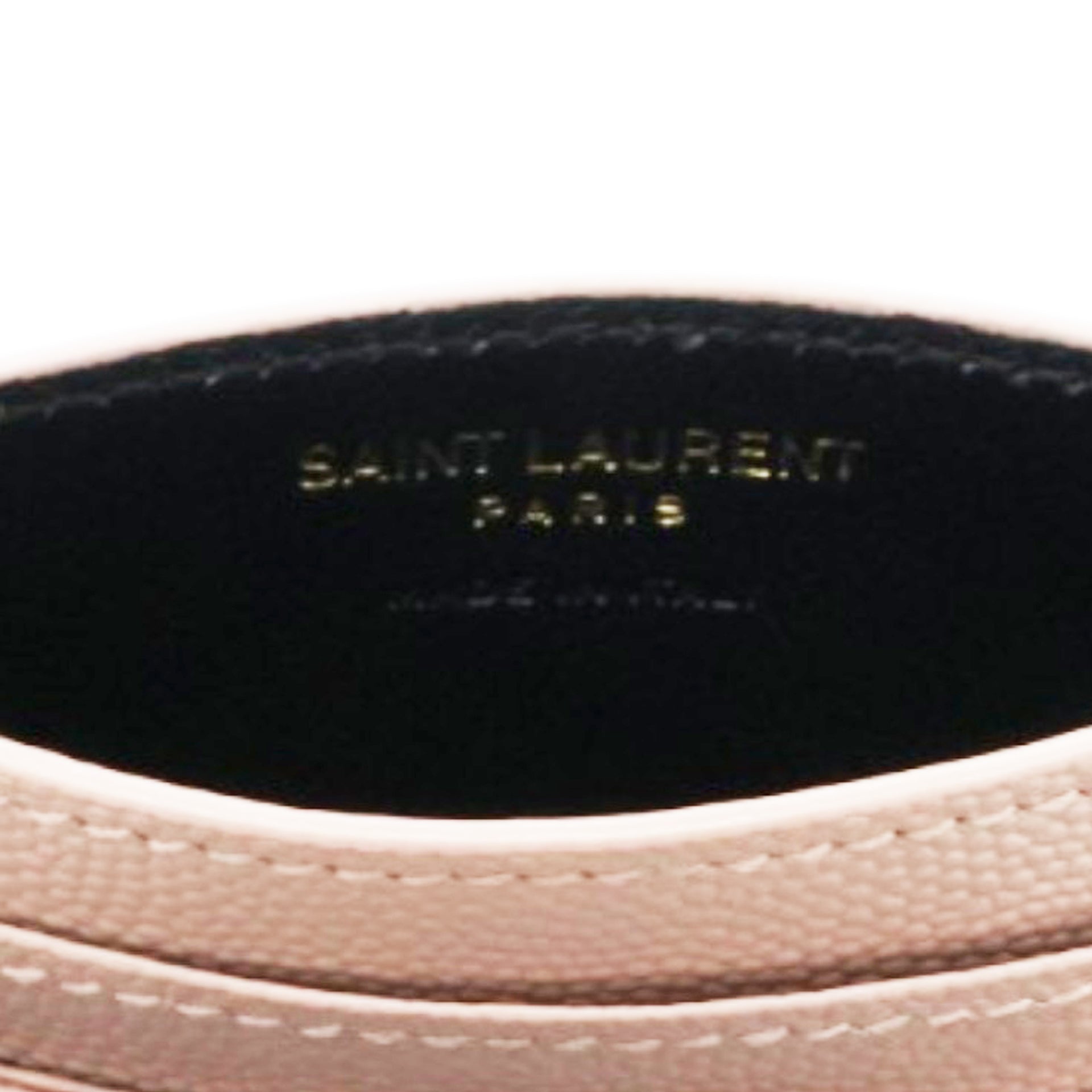 Saint Laurent Grain De Poudre Matelasse Chevron Monogram Credit Card Case Pale Pink 