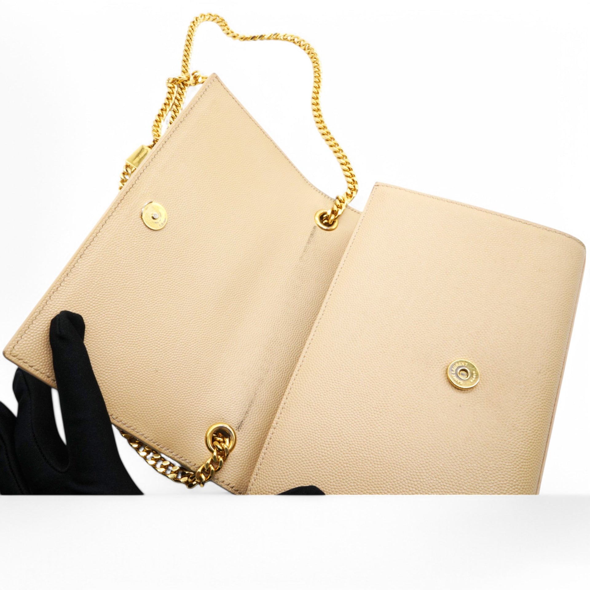  Saint Laurent Grain De Poudre Monogram Kate Satchel Nude Powder 