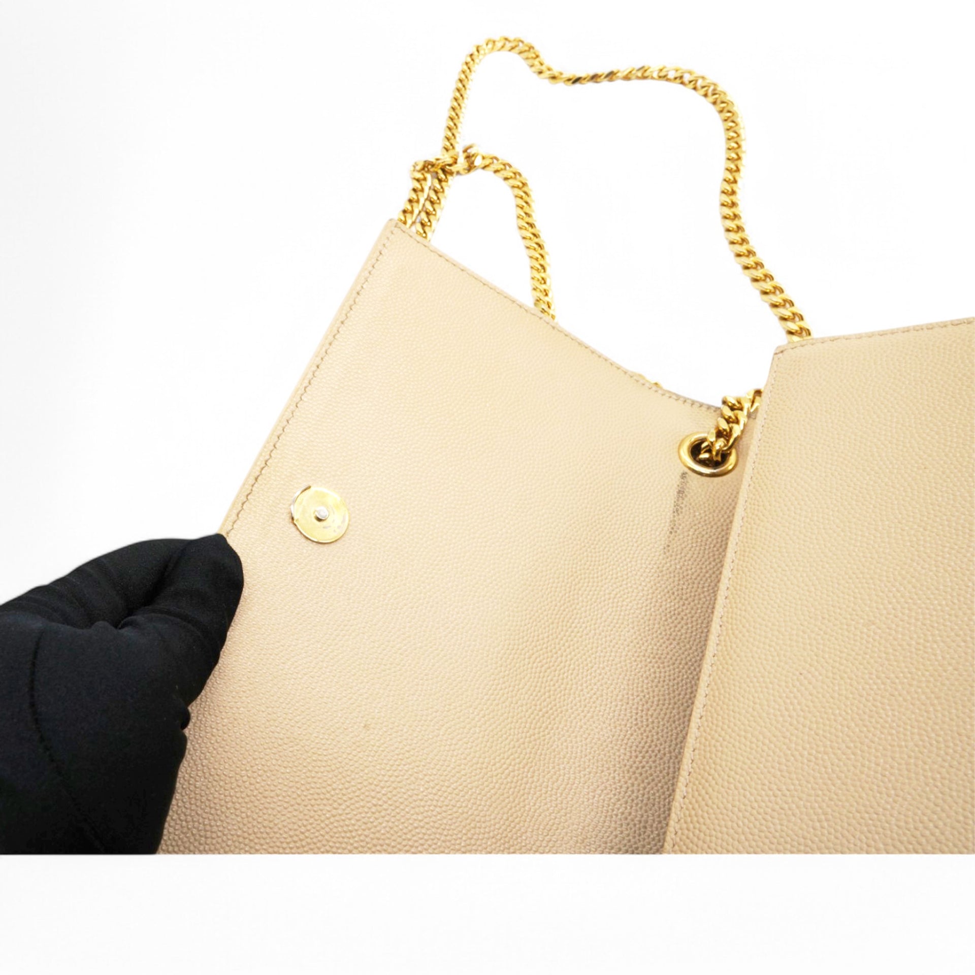  Saint Laurent Grain De Poudre Monogram Kate Satchel Nude Powder 