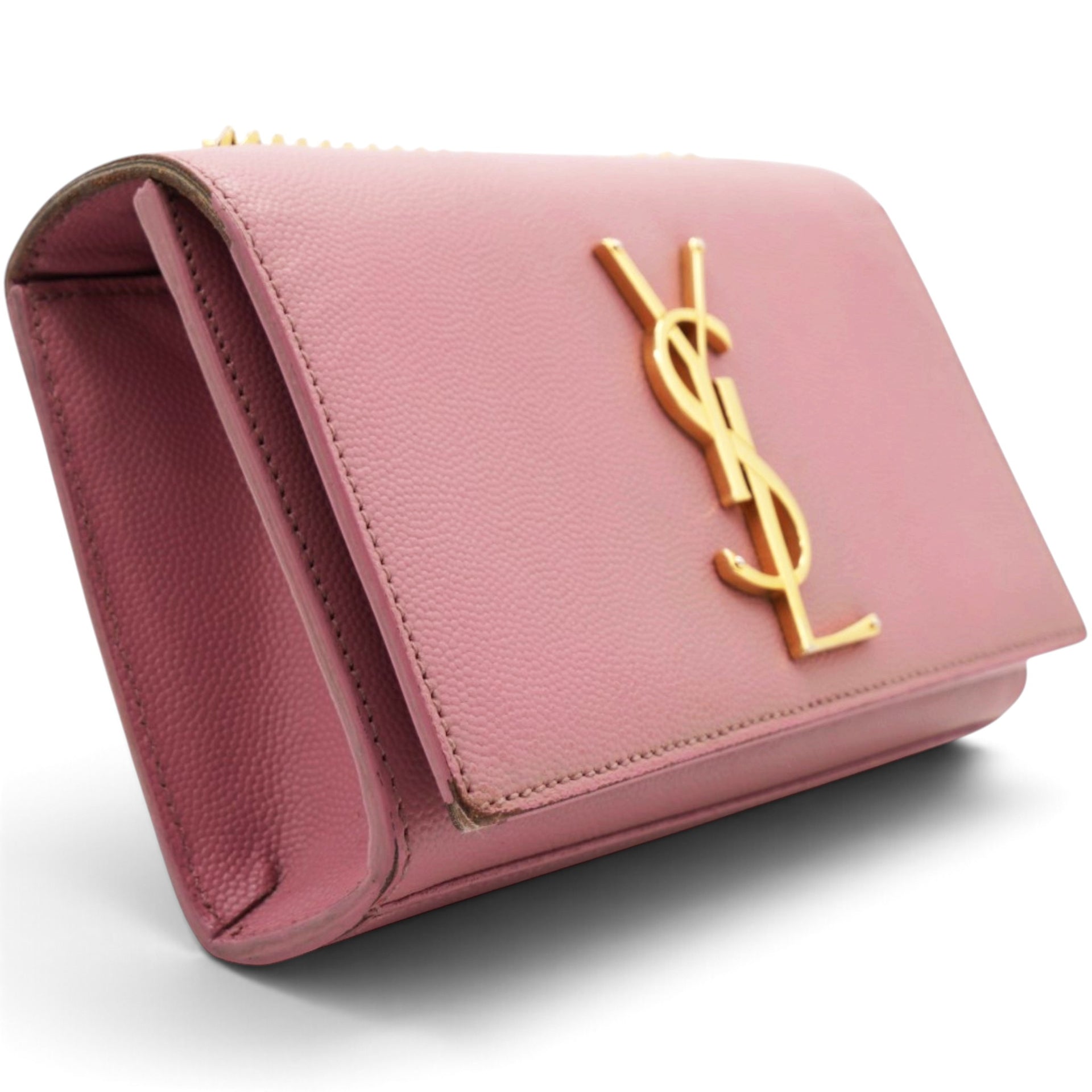 Saint Laurent Grain De Poudre Small Monogram Kate Satchel Old Rose 