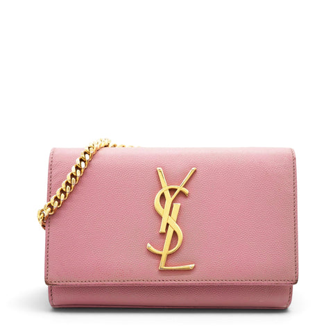 Saint Laurent Grain De Poudre Small Monogram Kate Satchel Old Rose 
