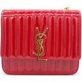 Saint Laurent Lambskin Matelasse Monogram Vicky Chain Bag Rouge Eros 