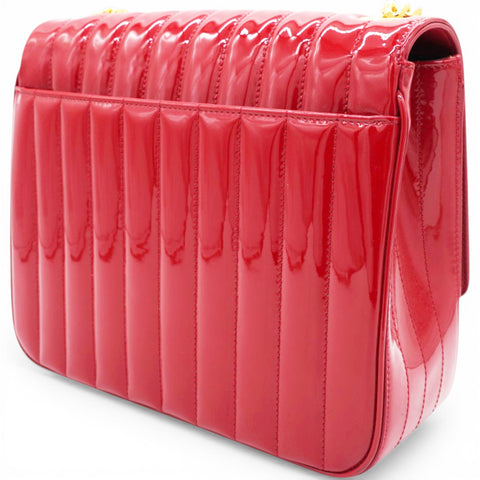 Saint Laurent Lambskin Matelasse Monogram Vicky Chain Bag Rouge Eros 