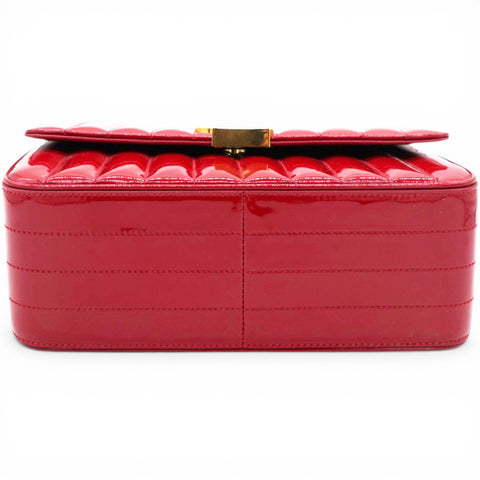 Saint Laurent Lambskin Matelasse Monogram Vicky Chain Bag Rouge Eros 